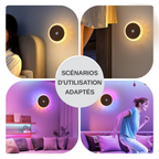 Applique murale LED Halo, finitions bois et blanc